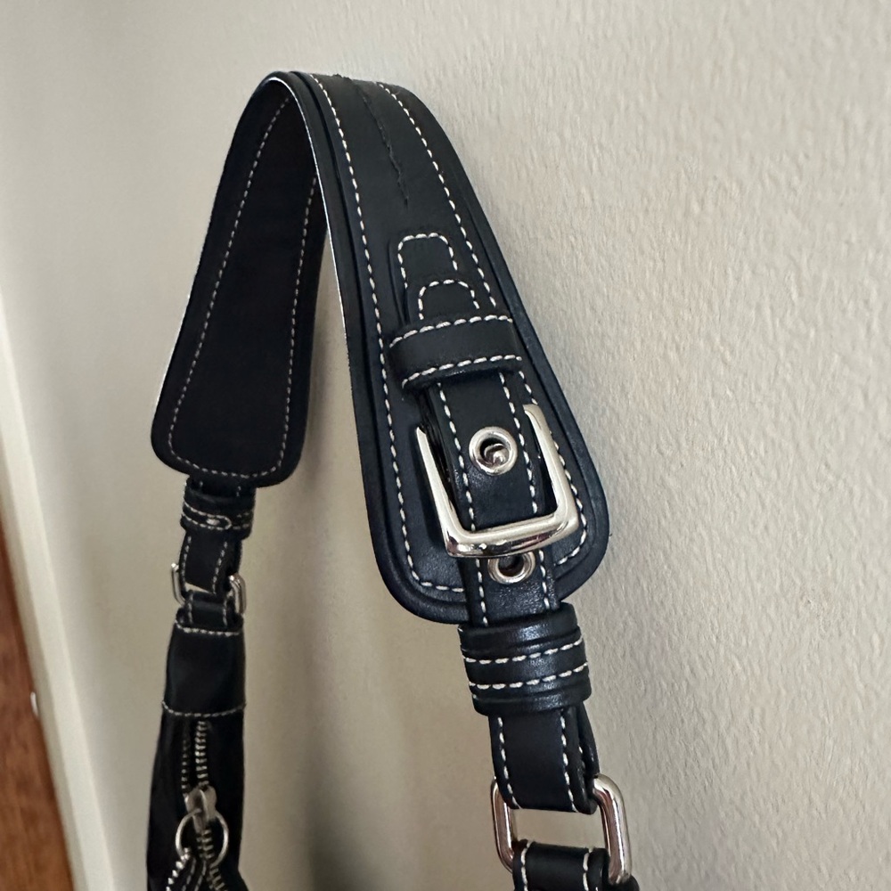 Coach Black Leather Trim Shoulder Bag - Picture 5 of 8